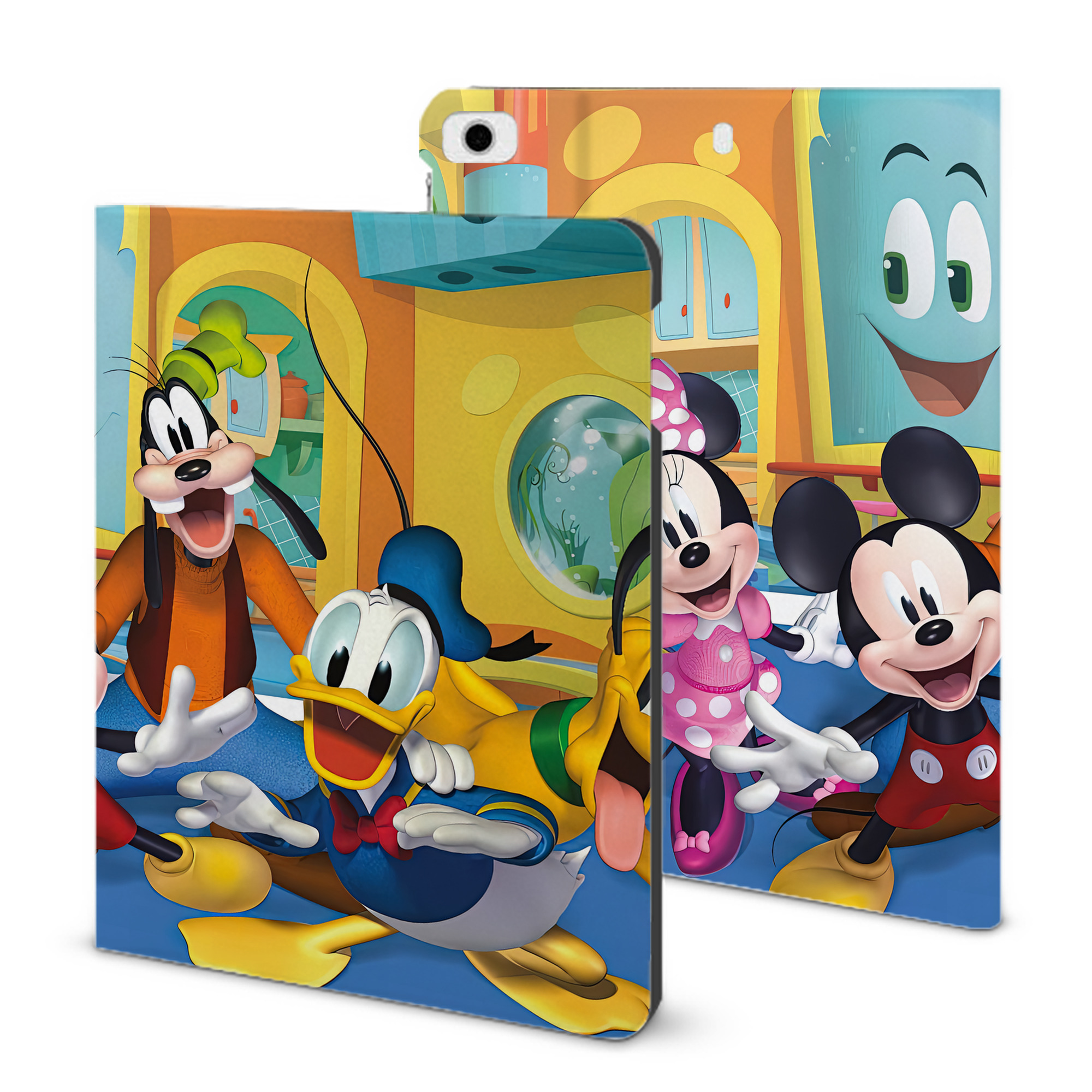 （画像用） ミッキーマウス Mickey Mouse IPad ケース ブック型 PUレザー TPU 耐衝撃 軽量 薄型 ペン収納なし 全面保護 IPad 各モデル対応